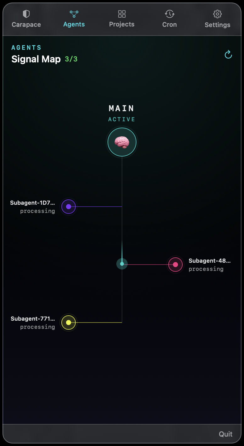 CARAPACE on Mac - Agents / Signal Map