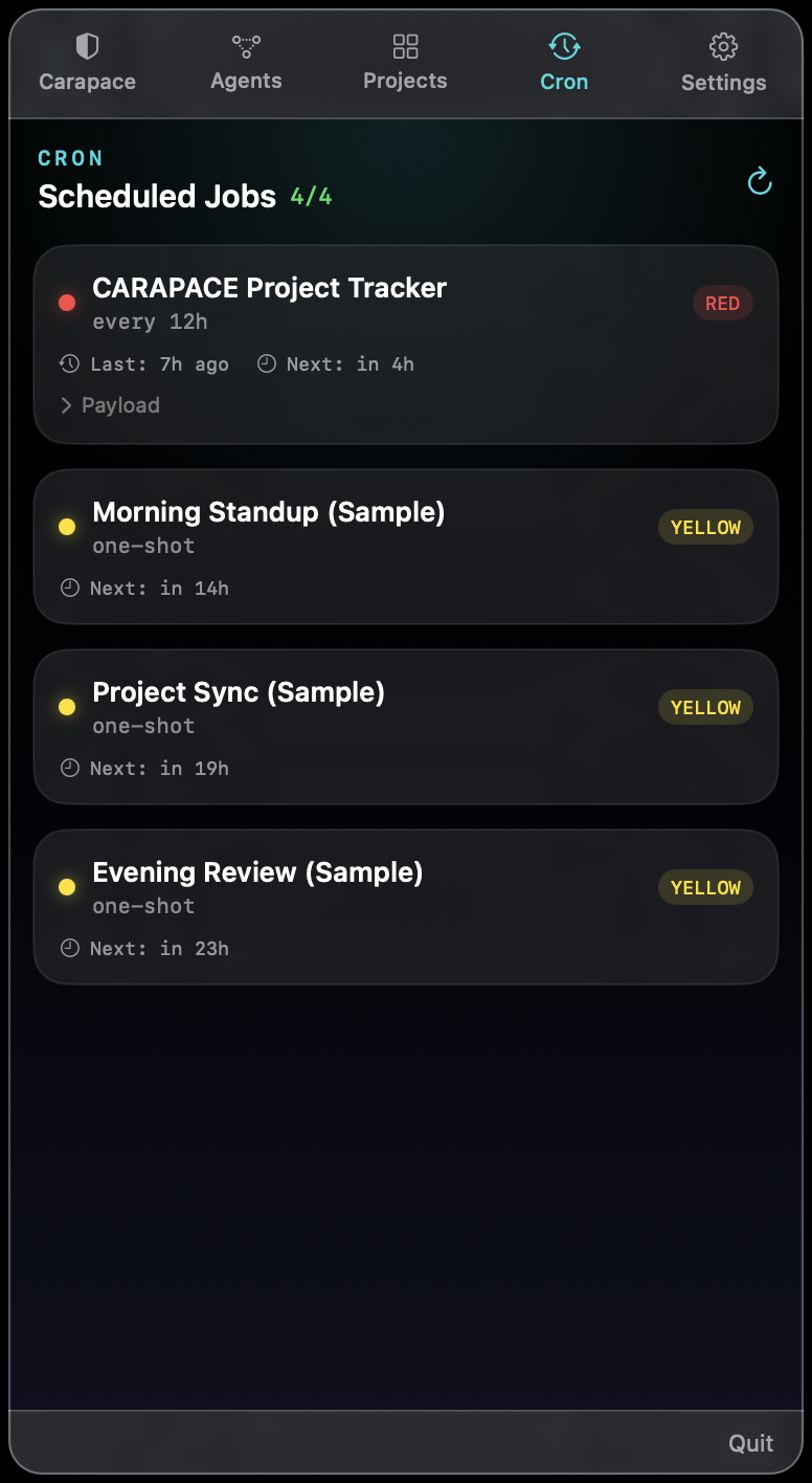 CARAPACE on Mac - Scheduled Jobs
